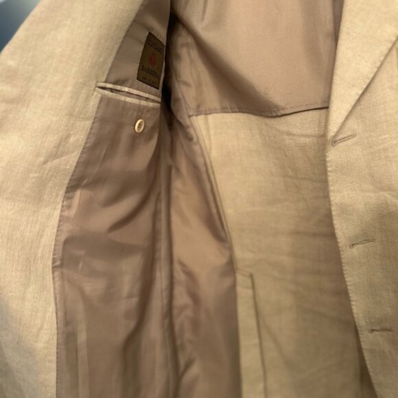 Italian Luciano Barbera 100% Linen Tan Blazer Suite Jacket - Picture 4 of 9